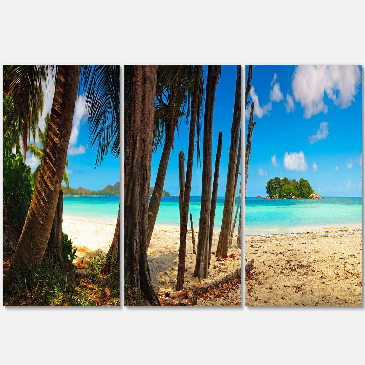 Designart - Praslin Island Tropical Beach Panorama - Modern Seascape Canvas Artwork